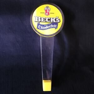 Becks Oktoberfest Bar Beer Tap Handle Acrylic Yellow 9” Vintage Breweriana Knob